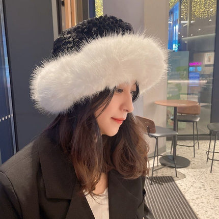 Plush landlord hat women's autumn and winter new cold-proof warm hat northeast basin hat ear cap face small fisherman hat tide