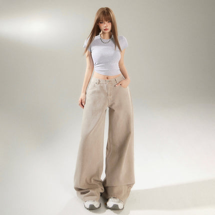 Army Green High Waist Wide Leg Jeans Women's Spring and Summer 2025 New Straight Tube Loose Slimming Casual Pants
