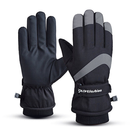 Thermal gloves men's winter outdoor riding takeaway motorcycle windproof waterproof fleece-lined non-slip touch screen ski gloves