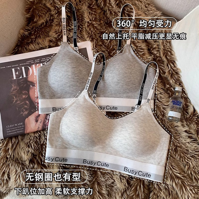 Thread Traceless Sports Underwear Women's Small Chest Push-up Anti-sagging Parammary Breast Comfortable Rimless Bra for Women