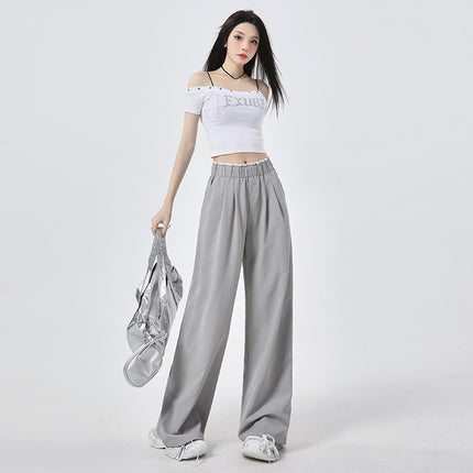 High-grade Tencel Casual Pants Women's Spring and Summer Thin Mori Lace Pants with Loosening Waist and Straight Straight Pants