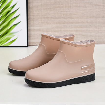 Short Rain Boots Women's Fashionable Outer Wearing Water Shoes Short Rain Boots Low-top fleece-lined Low-barrel overshoes Anti-slip Cross-border Wholesale