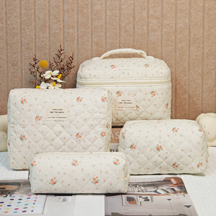 Cross-Border Best-Selling Polyester-Cotton Cosmetic Bag for Women, Large Capacity Travel Portable Toiletry Bag, Makeup Brush Storage Bag