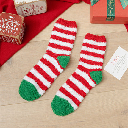 Coral fleece Christmas socks autumn and winter thick tube socks New Year gift socks cartoon Christmas socks cross-border wholesale