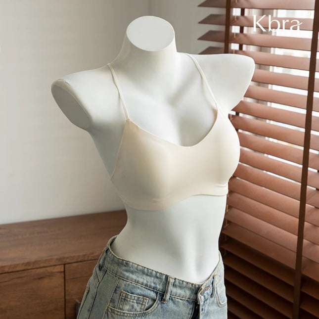 White T-Shirt Non-See-Through Foundation Liquid Fixed Cup Bra for Women, Seamless Invisible Thin Straps, Beautiful Back, Small Chest Push-Up Bra