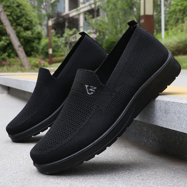 Summer Mesh New Men's Cloth Shoes Breathable Slip-On Casual Polyurethane Men's Shoes Driving Sandals Elderly Mesh Shoes