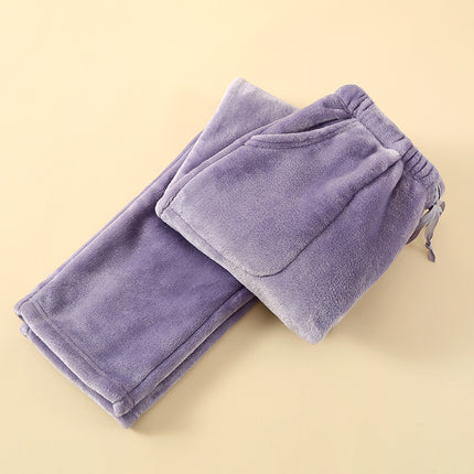 Extra thick 400g heavy pajama pants flannel women's trousers autumn and winter coral fleece pants Women's Home pants fleece-lined straight pants