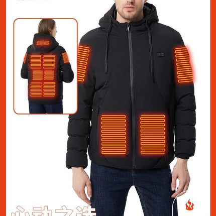 Cross-Border Popular Smart Heating Clothing Outdoor Hooded Thickened Casual Men's and Women's Cotton Clothing Constant Temperature Cold-Proof Heating Jacket
