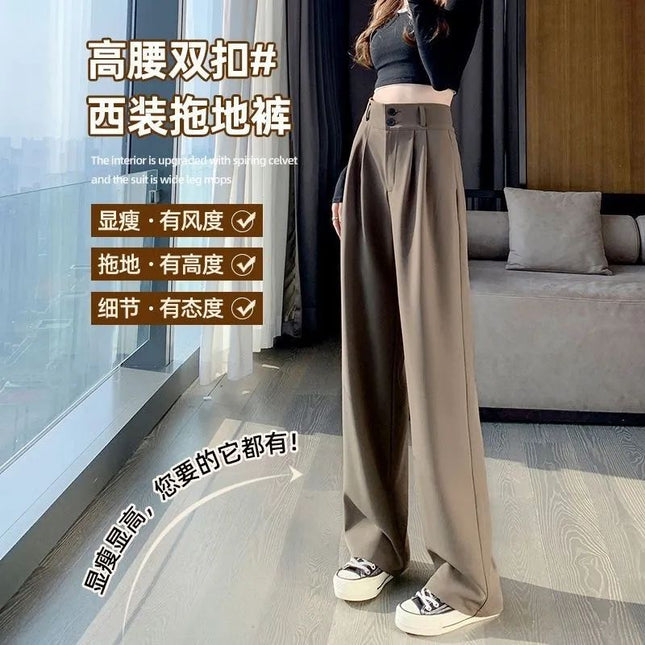 Wide Leg Pants Women's Spring and Autumn High Waist Slimming Pear-Shaped Figure Pants Straight Pants Casual Pants for Women