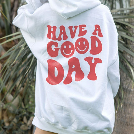 Hoodie Sweatshirt Floral Slogan Letter Pattern Printed Off-Shoulder Hooded Pullover