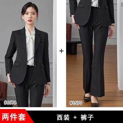 Black Suit suit Women's Spring and Autumn 2024 New Temperament Goddess Fan Commuter Alegable Business Wear Dress Work Clothes
