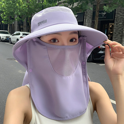 Shawl Hat Factory in stock Summer New Multi-function Face Mask Sunscreen Hat Women's Outdoor Big Rim Sun Hat
