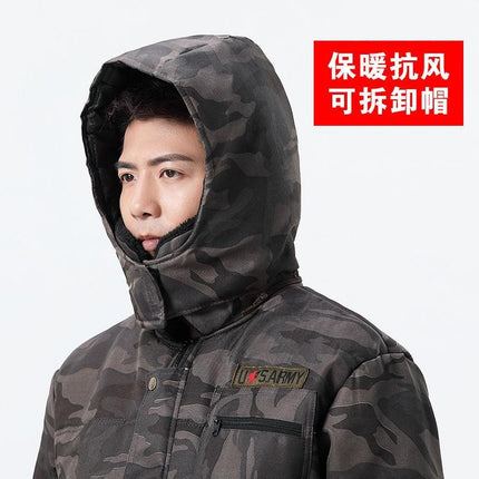 Winter cotton-padded jacket men's fleece-lined thickened labor protection suit cotton-padded jacket cotton-padded pants cold-proof Cold Storage Work outdoor workwear jacket