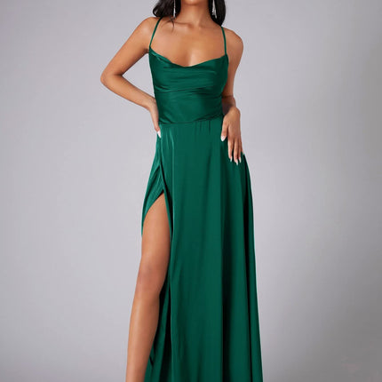 2025 New European and American Foreign Trade Women's Sexy Slim Slim-Fit Backless Amazon Strap Tight Waist Dress Long Dress