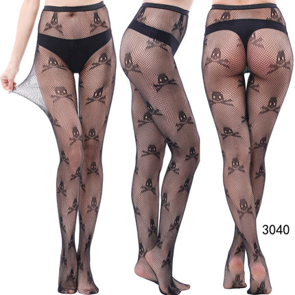 Factory In-Stock European and American Style Pantyhose, Summer Fishnet Stockings, Fashionable Girls' Sexy Patterned Jacquard Lace Hollow-Out Retro