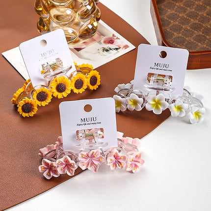 [Card Pack] Sweet Flower Clip Women's Back of Head Shark Clip Holiday Style Super Fairy Cherry Blossom Hair Clip Hair Accessory