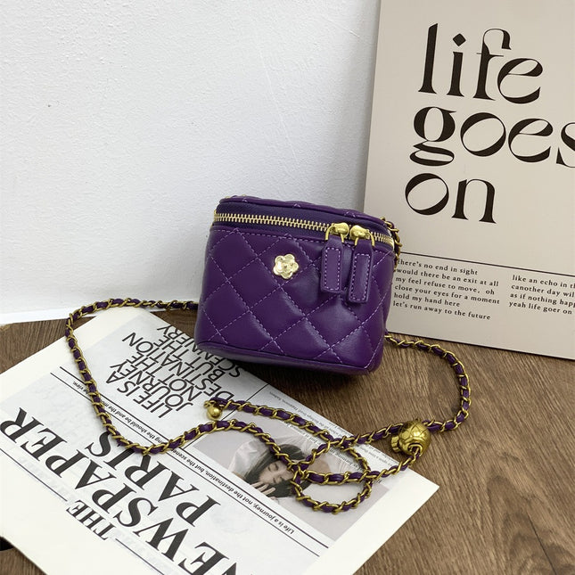 New Textured Box Bag Niche Fashion Lipstick Bag Versatile Small Fragrant Style Rhombus Chain Shoulder Crossbody Bag for Women