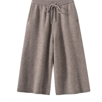 Women's New Drapey Knit Pullover Thick Casual Floor-Length Straight-Leg High-Waisted Loose Cashmere Pants