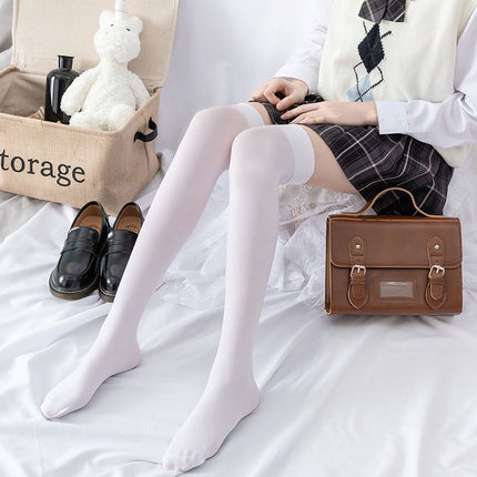 Silicone Non-slip Anti-drop Slimming Shallow Socks Spring and Summer Mid-tube Silk Stockings Half-knee Socks Thin Japanese Style Stockings for Women