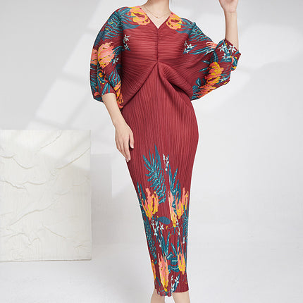 Cross-border Foreign Trade Dress dress Autumn Women's High-end Sense Women's Loose plus size Slim Pleated Dress Dress