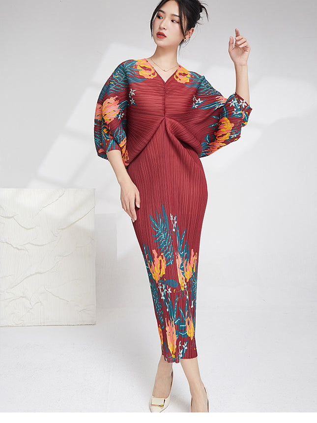 Cross-border Foreign Trade Dress dress Autumn Women's High-end Sense Women's Loose plus size Slim Pleated Dress Dress