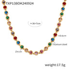 TXP138-Gold Mixed Color Zircon Necklace