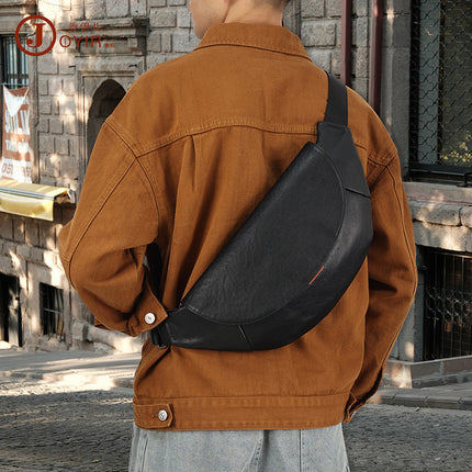 Cross-border Top-layer Cowhide High-end Men's Crossbody Backpack Casual Bags Men's Large Capacity Genuine Leather Chest Bag