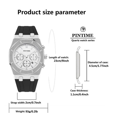 Foreign Trade Products: Men's Watch with Three Dials, Multi-Functional, Sports, Waterproof, Men's Fashion Casual Watch, Cross-Border Hot-Selling Item