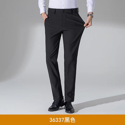 Business Pants Men's Casual Pants Summer Ultra-thin Stretch Ice Silk Men's Pants Middle-aged Loose Straight Suit Pants