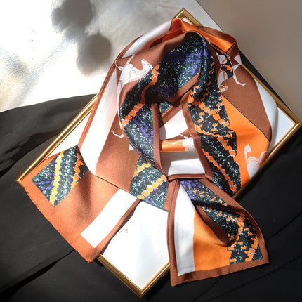 Spring and Summer New Double-layer New Silk Satin Neck Protection Scarf Women's Autumn and Winter Matching Shirt Elegant All-match Scarf