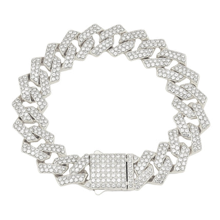 15mm diamond-shaped spring buckle Cuban chain European and American hipster hip-hop style chain clavicle chain neck chain cross-border accessories