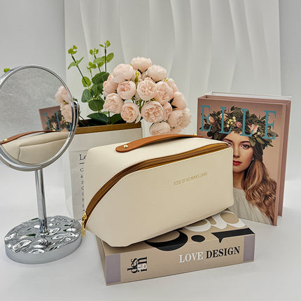 Cross-Border Cosmetic Bag, Toiletry Bag, Color-Blocked Pu Pillow Bag, Travel Portable High-Value Cosmetic Bag, Hand-Held Storage Bag