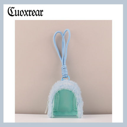 Original Plush Transparent Storage Bag Mini Cute Coin Purse Canvas Earphone Bag Storage Hanging Bag