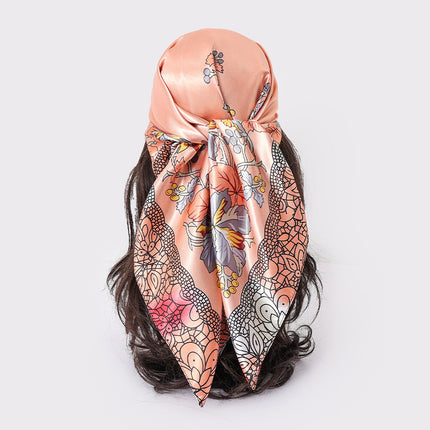 Spring and Autumn New Large Square Scarf Large Silk Scarf Decorative South Korea All-match Women's Scarf Headscarf Scarf Chic Style Hair Belt Art