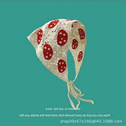 Hot Girl Internet Celebrant Photo Flower French Style Triangle Scarf Headscarf Women's Cute Knitted Hair Band Silk Scarf High-grade Headwear Summer