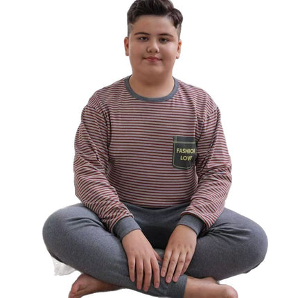 Children's Thermal Underwear Set for Chubby Kids, Autumn Clothes and Pants for Boys, Plus Size, Teenagers' Pure Cotton Pajamas for Boys and Girls