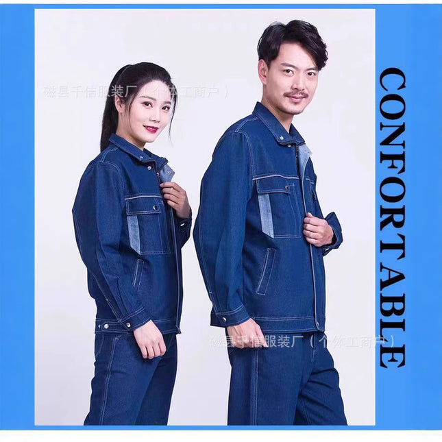Welding overalls men's suit welder anti-scalding fire-retardant micro-elastic Denim tooling labor protection overalls customization