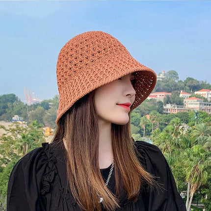 Summer Women's Korean-Style Sun Protection Sun Hat, Foldable Straw Hat, Anti-Uv Fisherman Hat, Outdoor Face-Covering Bucket Hat