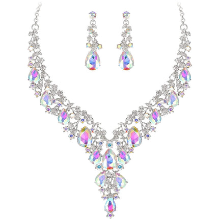 Factory Direct Sales of Cross-Border Popular Water Drop Necklace and Earrings Jewelry Sets, Wedding Dresses, Evening Wear, New Jewelry Accessories