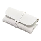 Button style white leather box
