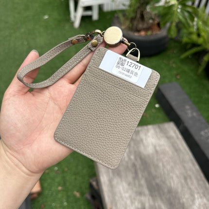 Fashion Genuine Leather Hangtag One-sided ID badge Wrist Wear Drawable Waist Card Bag Japanese and Korean Work Card Set
