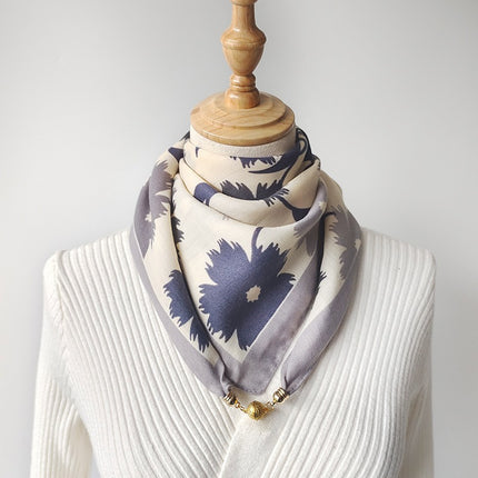 2024 New Cotton and Linen Square Scarf Autumn and Winter Neck Protection Small Scarf Women's Magnetic Buckle Triangle Scarf High-grade All-match Scarf