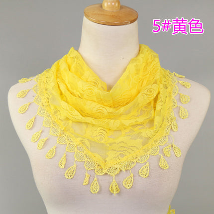 Hot Selling Lace Triangle Scarf Cut Out Korean Triangle Scarf Women's Export Hot Selling Summer Sun Protection Decorative Veil