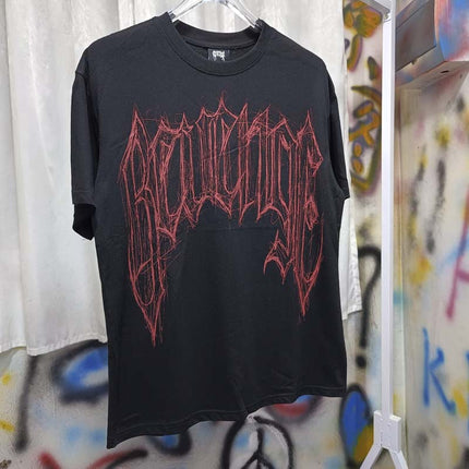 Meichao High Street REVENGE Sketch Smoking Figure Printed Round Neck Short Sleeve Foaming Pattern T-shirt Men's and Women's Summer Fashion