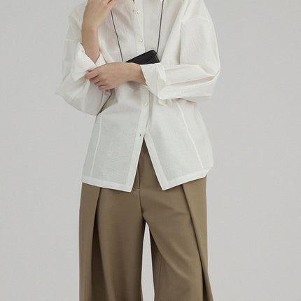 Deconstructionism Back Buckle Tight Waist Slim Shirt Women's Shrink Shrink Shirt
