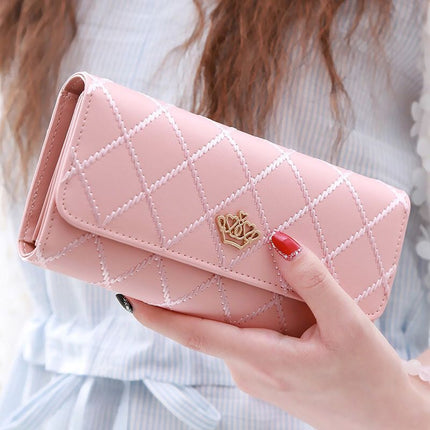 Factory wholesale new wallet female rhombus large capacity girl long wallet fashion mobile phone bag multi-card card holder