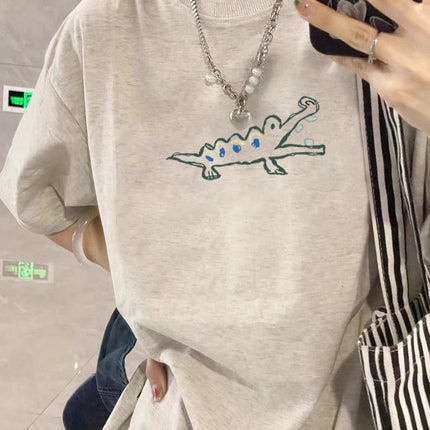 Short-Sleeved T-Shirt for Women, 2026 Summer New Trendy Half-Sleeve T-Shirt with Unique Design, Niche American Style, Loose Chic Top