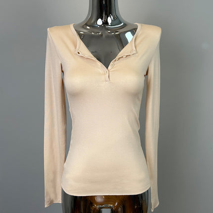 South Korea Dongdaemun New Sexy Figure ~ Temperament Feminine Half Open Collar Tight Base T-shirt hc