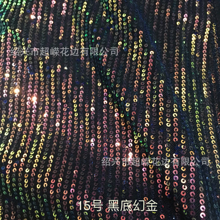 26 Colors in Stock 3mm Straight Strip Spandex Elastic Mesh Fabric Sequin Embroidery Fabric Dress Clothing Spring and Summer Sequin Fabric