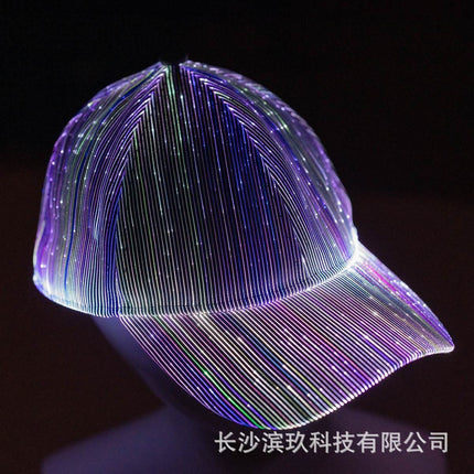 Four Seasons Korean Style Unisex Light-Up Baseball Cap Led Fiber Optic Light-Up Hat Black and White Couple Trendy Breathable Cap
